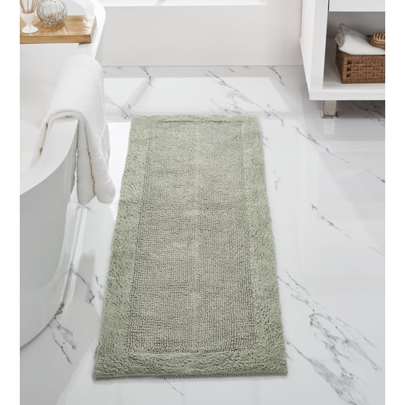Better Trends 20"x 60" Premium Bathroom Runner Rug 100% Cotton Soft Reversible Tufted Bath Mat Water Absorbent Ideal for Easy Care in Bathroom and Shower Areas, (Dark Sage)- Edge Collection