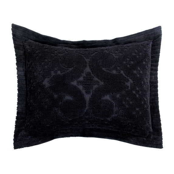 Better Trends 21"x 27" Standard Pillow Sham 100% Cotton Pillow Cover Medallion Design Machine Washable (Black) Ashton Collection