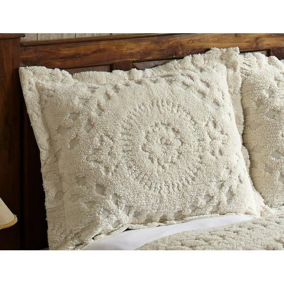 Better Trends 21"x 27" Standard Pillow Sham 100% Cotton Pillow Cover Medallion Design Machine Washable (Ivory) Rio Collection