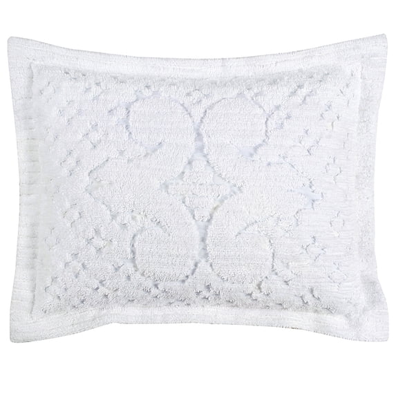 Better Trends 21"x 27" Standard Pillow Sham 100% Cotton Pillow Cover Medallion Design Machine Washable (White) Ashton Collection