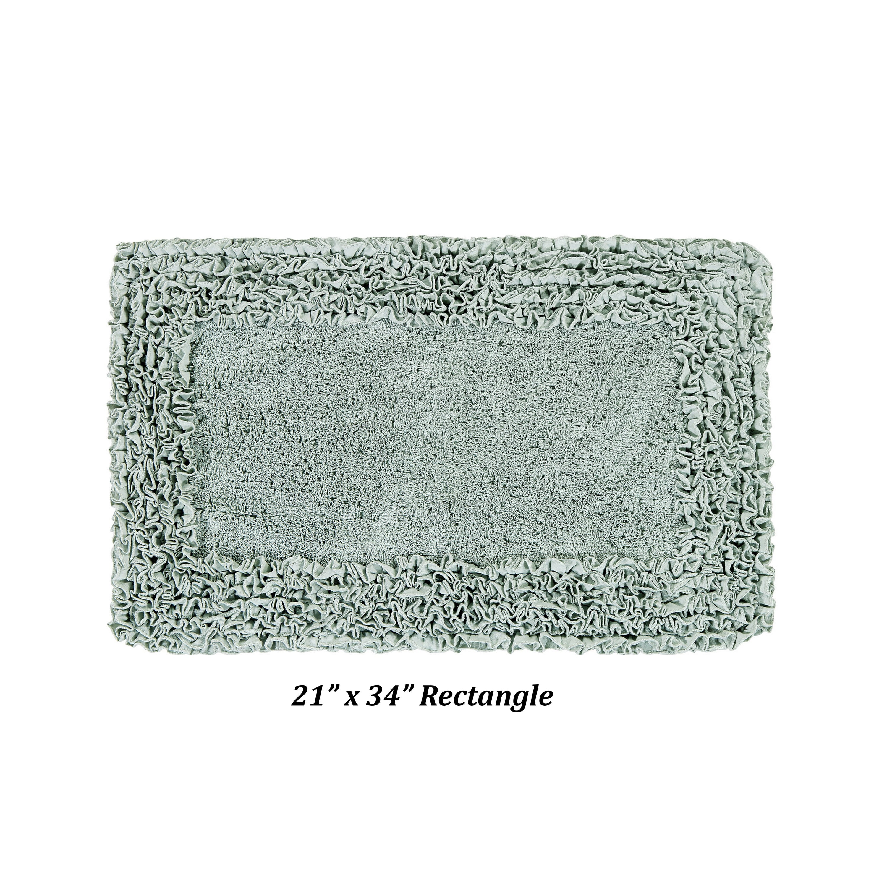Better Trends 21" x 34" Premium Bathroom Rug 100% Cotton, Ultra Soft Bath Mat, Water Absorbent, Non-Slip Ruffle Border (Sage) Shaggy Border Collection