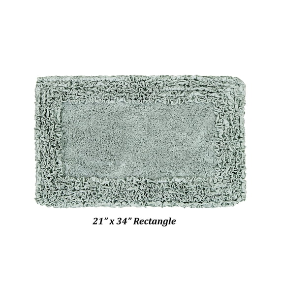 Better Trends 21" x 34" Premium Bathroom Rug 100% Cotton, Ultra Soft Bath Mat, Water Absorbent, Non-Slip Ruffle Border (Sage) Shaggy Border Collection