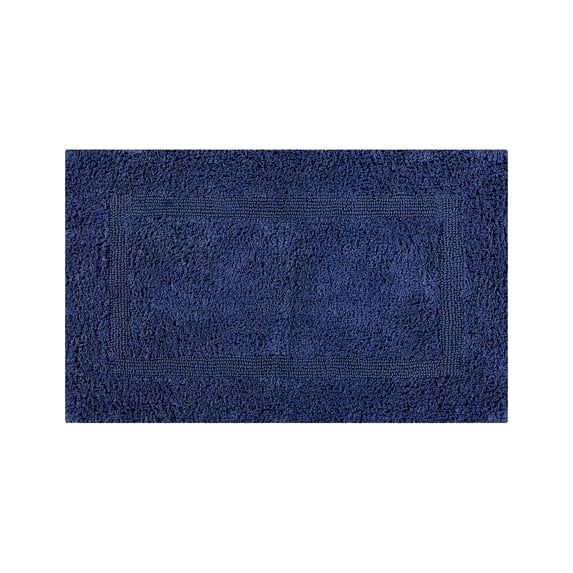 Better Trends 21" x 34" Premium Bathroom Rug Mat, 100% Cotton, Extra Soft Tufted Door Mat, Water Absorbent & Reversible Bath Mat (Navy) Lux Collection