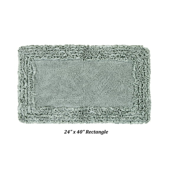 Better Trends 24" x 40" Premium Bathroom Rug 100% Cotton, Ultra Soft Bath Mat, Water Absorbent, Non-Slip Ruffle Border (Sage) Shaggy Border Collection