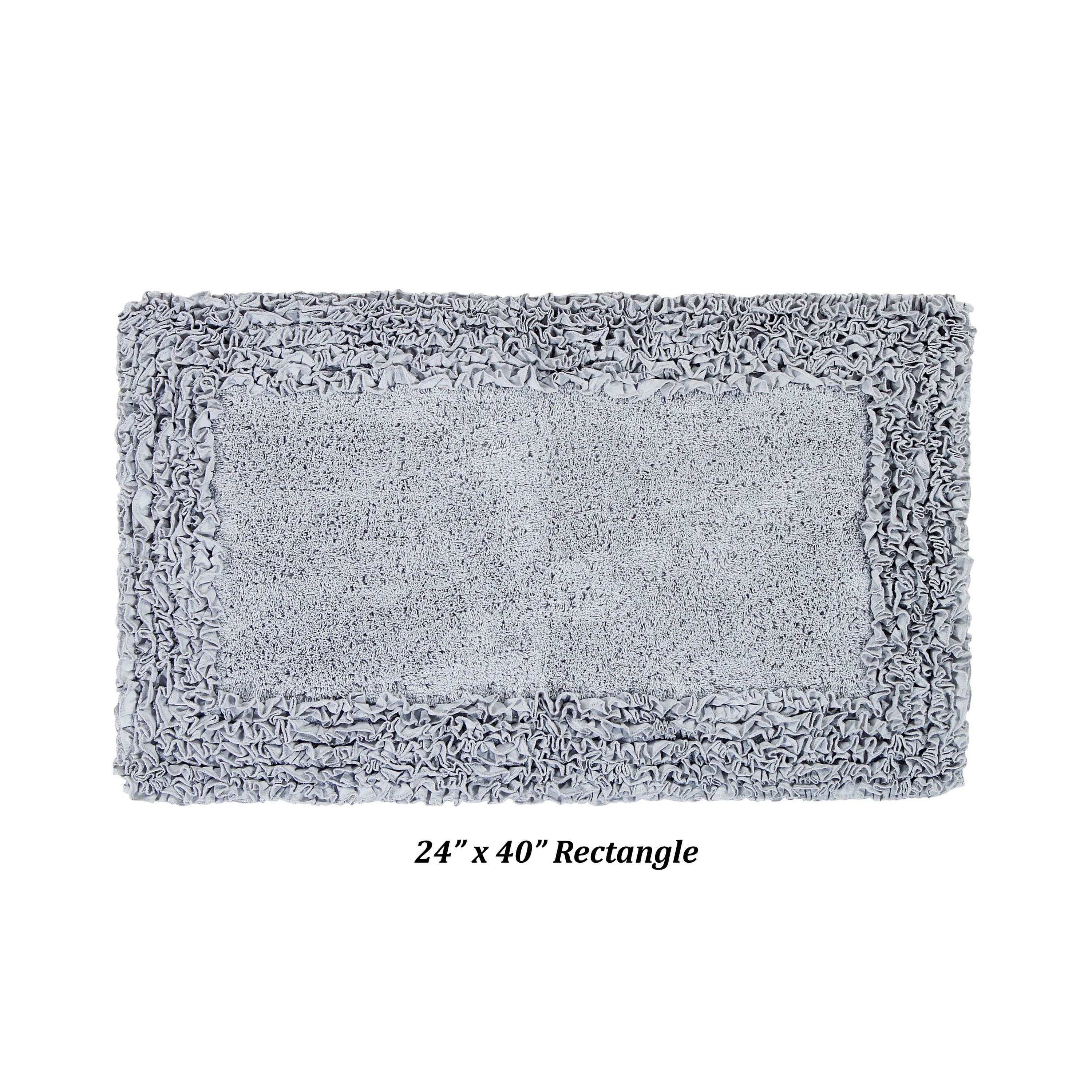 Better Trends 24" x 40" Premium Bathroom Rug 100% Cotton, Ultra Soft Bath Mat, Water Absorbent, Non-Slip Ruffle Border (Silver) Shaggy Border Collection