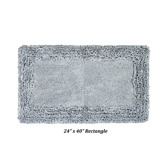 Better Trends 24" x 40" Premium Bathroom Rug 100% Cotton, Ultra Soft Bath Mat, Water Absorbent, Non-Slip Ruffle Border (Silver) Shaggy Border Collection