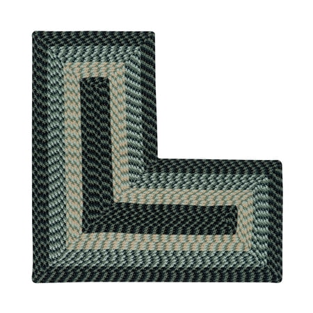Better Trends 24"x 72" L-Shape Rug 100% Polypropylene Durable & Stain Resistant Reversible Indoor Area Utility Rug (Hunter Stripe) Alpine Stripe Collection