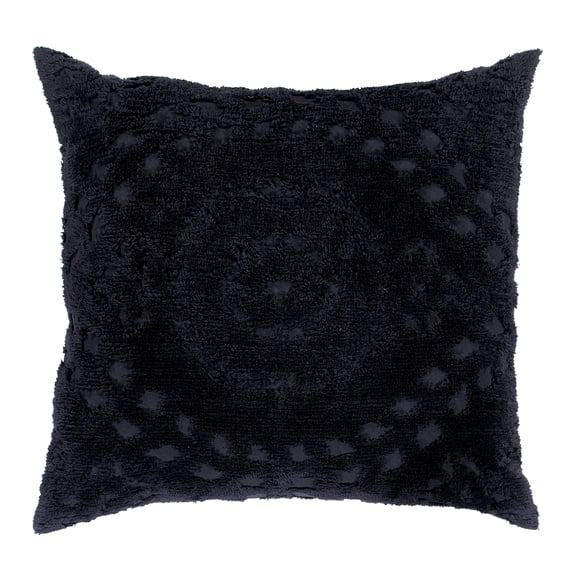 Better Trends 26"x 26" Euro Pillow Sham 100% Cotton Pillow Cover Medallion Design Machine Washable (Black) Rio Collection