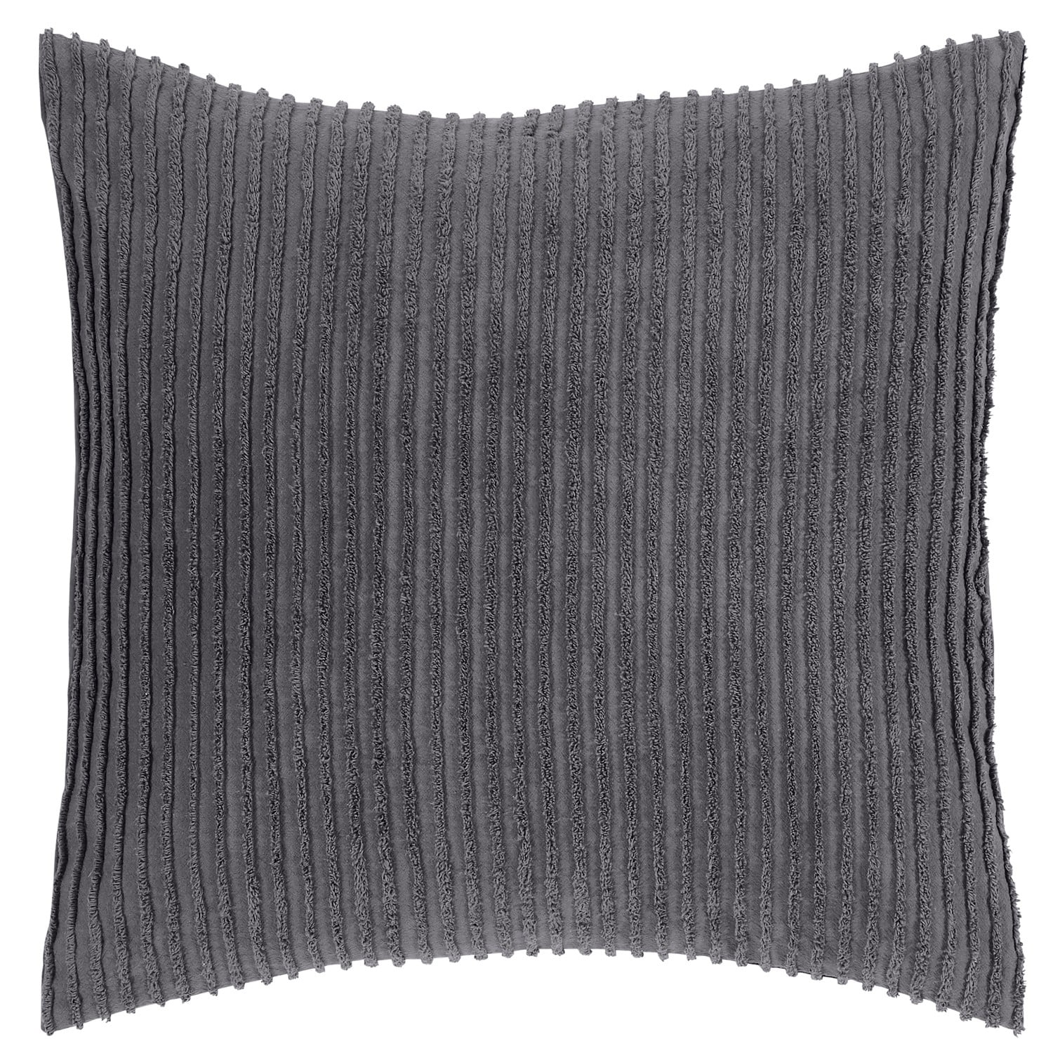 Better Trends 26"x 26" Euro Pillow Sham 100% Cotton Pillow Cover Stripe Design Machine Washable (Gray) Jullian Collection