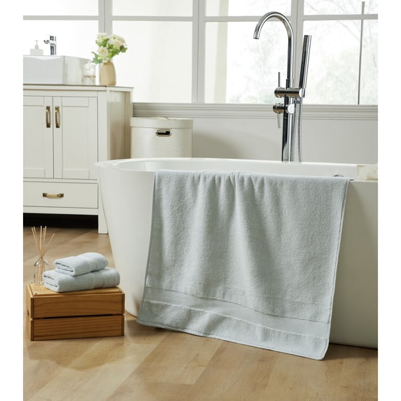 Better Trends 3 PC Bathroom Towel Set - 100% Cotton, Ultra Soft and Highly Absorbent, 1 PC Washcloth, 1 PC Hand Towel, 1 PC Bath Towel, Blue