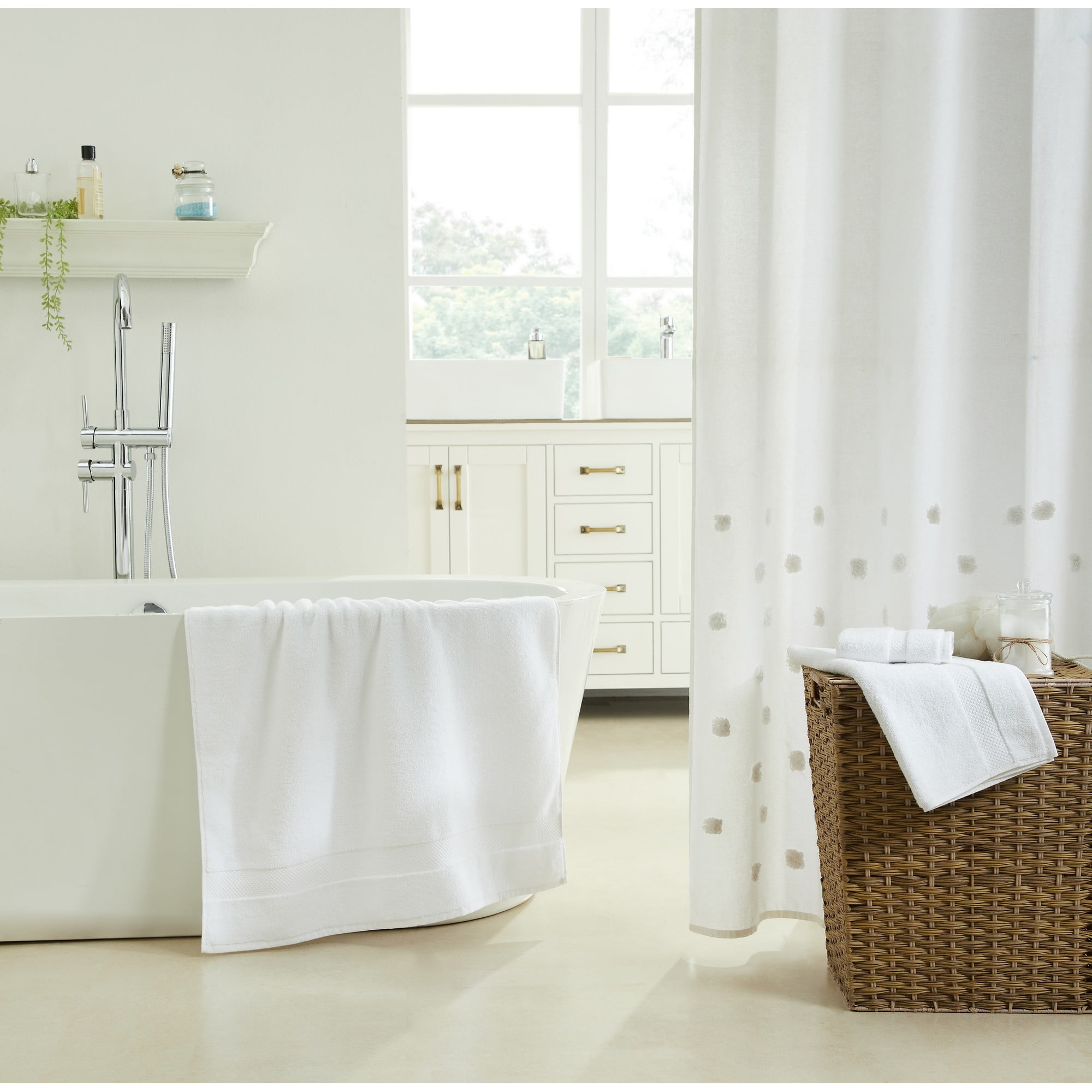 Better Trends 3 PC Bathroom Towel Set - 100% Cotton, Ultra Soft and Highly Absorbent, 1 PC Washcloth, 1 PC Hand Towel, 1 PC Bath Towel, White