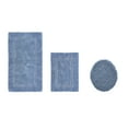 thumbnail image 1 of Better Trends 3 Piece Bath Rugs Set 100% Cotton Soft Water Absorbent Reversible Machine Washable Lid Cover, U-Shape Toilet Rug for Bathroom Floor Decor Seat Cover Dark Blue Lux Collection, 1 of 4