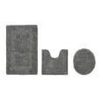 thumbnail image 1 of Better Trends 3 Piece Bath Rugs Set 100% Cotton U-Shape Toilet Mat Soft, Water Absorbent Reversible Machine Washable for Bathroom Decor Toilet Base (Lid 18x20 | 20x20 | 21x34) Gray Lux Collection, 1 of 4
