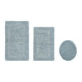 thumbnail image 1 of Better Trends 3 Piece Bath Rugs Set 100% Cotton U-Shape Toilet Mat Soft, Water Absorbent Reversible Machine Washable for Bathroom Decor Tub Shower Toilet Base Blue Lux Collection, 1 of 4