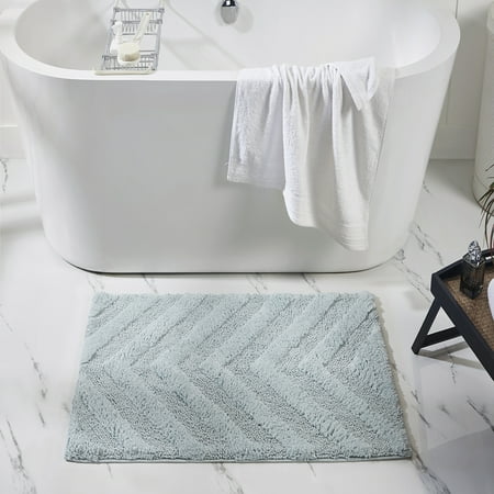 Better Trends 3 Piece Bathroom Rug Set 100% Cotton Extra Soft Tufted Bath Rug Water Absorbent Non-Slip Bath Mat Machine Washable (Blue) Hugo Collection
