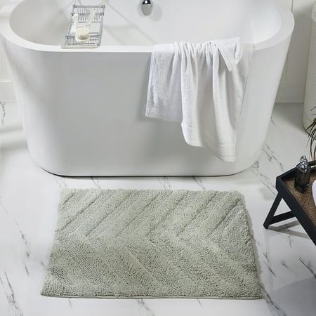 Better Trends 3 Piece Bathroom Rug Set 100% Cotton Extra Soft Tufted Bath Rug Water Absorbent Non-Slip Bath Mat Machine Washable (Dark Sage) Hugo Collection