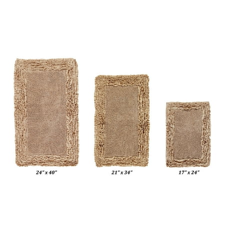 Better Trends 3 Piece Bathroom Rug Set 100% Cotton, Extra Soft, Water Absorbent & Non Slip Bath Mat, Ruffle Border, (Beige) Shaggy Border Collection