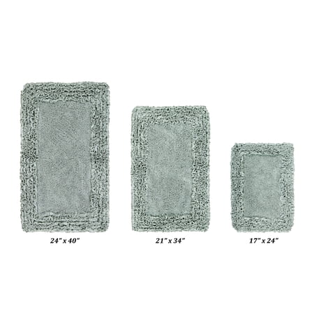 Better Trends 3 Piece Bathroom Rug Set 100% Cotton, Extra Soft, Water Absorbent & Non Slip Bath Mat, Ruffle Border, (Sage) Shaggy Border Collection