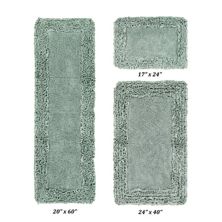 Better Trends 3 Piece Bathroom Rug Set 100% Cotton, Extra Soft, Water Absorbent & Non Slip Bath Mat, Ruffle Border, (Sage) Shaggy Border Collection