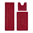 thumbnail image 1 of Better Trends 3 Piece Bathroom Rugs Set 100% Cotton Soft Bath Rug Water Absorbent, Reversible, Machine Washable for Bathroom Decor Toilet Base Contour, Luxury Runner Mat Red Lux Collection, 1 of 4