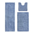 thumbnail image 1 of Better Trends 3 Piece Bathroom Rugs Set 100% Cotton Soft Bath Rug Water Absorbent, Reversible, Machine Washable for Bathroom Decor Toilet Base Contour, Luxury Runner Mat Dark Blue Lux Collection, 1 of 4