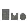 thumbnail image 1 of Better Trends 3 Piece Bathroom Rugs Set 100% Cotton U-Shape Toilet Rug Soft, Water Absorbent Reversible Machine Washable for Bathroom Decor Toilet Base Gray Lux Collection, 1 of 4