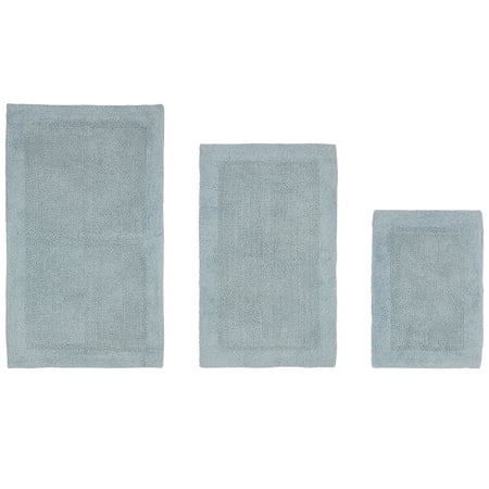 Better Trends Edge Blue 100% Cotton 3 Piece Bath Rug Set, 17" x 24" | 21" x 34" | 24" x 40"