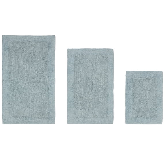 Better Trends Edge Blue 100% Cotton 3 Piece Bath Rug Set, 17" x 24" | 21" x 34" | 24" x 40"