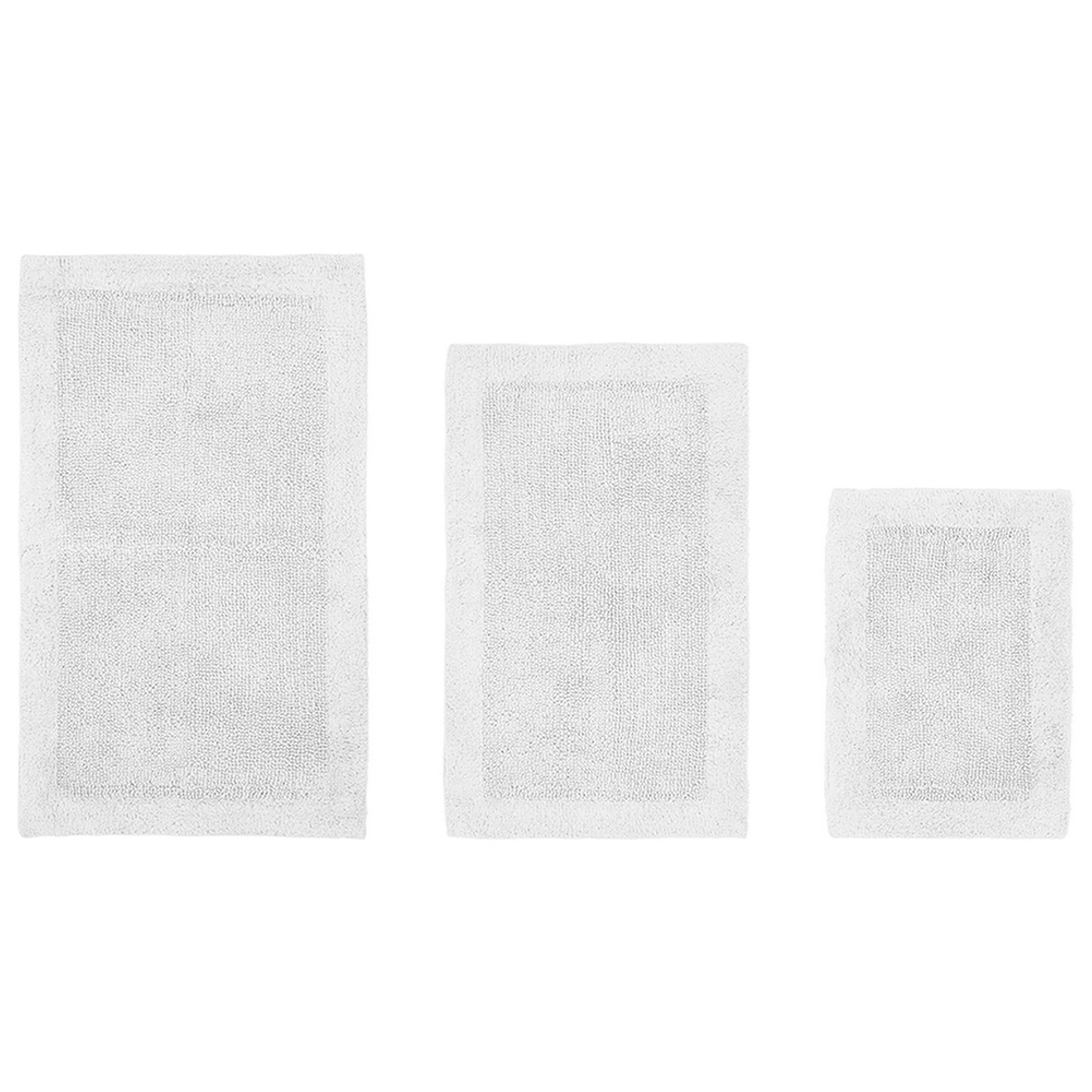 Better Trends Edge White 100% Cotton 3 Piece Bath Rug Set, 17" x 24" | 21" x 34" | 24" x 40"