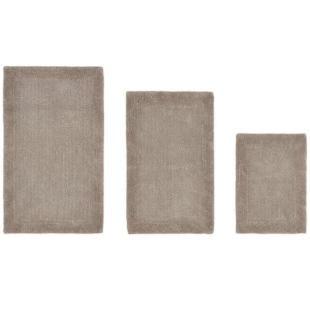 Better Trends 3 Piece Premium Bathroom Rug Set 100% Cotton Soft Tufted Bath Mat Water absorbent Reversible Bath Rug Perfect for Bathroom, Shower and Bathtub Use, Beige - Edge Collection