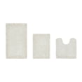 thumbnail image 1 of Better Trends 3 Piece Premium Bathroom Rug Set 100% Cotton Soft Tufted Bath Mat Water absorbent Reversible U shape Toilet Bath Rug for Bathroom, Shower and Bathtub Use, Ivory - Edge Collection, 1 of 5