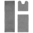 thumbnail image 1 of Better Trends 3 Piece Premium Bathroom Rug Set 100% Cotton Soft Tufted Bath Mat Water absorbent Reversible U shape Toilet Bath Rug Perfect for Bathroom, Shower and Bathtub Use, Gray - Edge Collection, 1 of 5