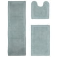 thumbnail image 1 of Better Trends 3 Piece Premium Bathroom Rug Set 100% Cotton Soft Tufted Bath Mat Water absorbent Reversible U shape Toilet Bath Rug Perfect for Bathroom, Shower and Bathtub Use, Blue - Edge Collection, 1 of 4