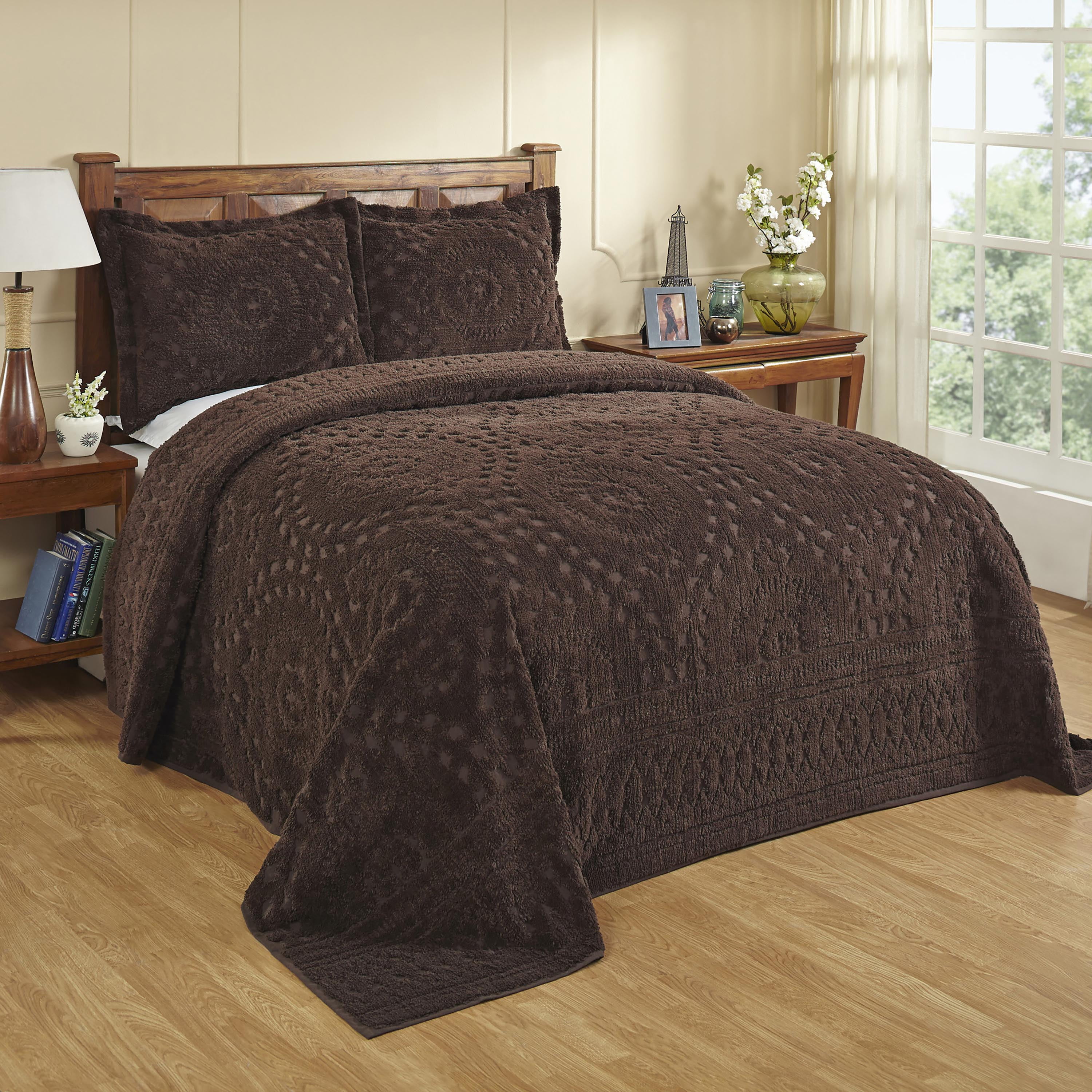 Better Trends 3 Piece Queen Bedspread Set 100% Cotton Chenille Tufted ...