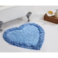 thumbnail image 1 of Better Trends 30'' x 30'' Heart Shape Bathroom Rug with Non Slip Backing 100% Cotton Water Absorbent, Machine Washable, (Blue) Shaggy Border Collection, 1 of 6