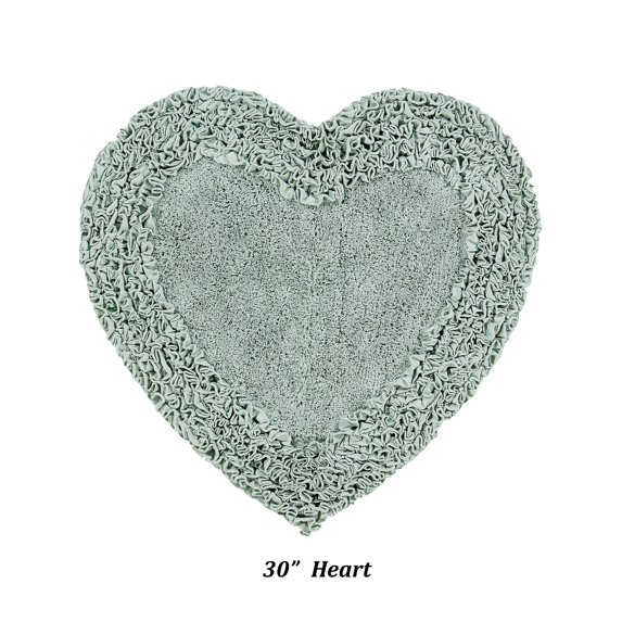 Better Trends 30'' x 30'' Heart Shape Bathroom Rug with Non Slip Backing 100% Cotton Water Absorbent, Machine Washable, (Sage) Shaggy Border Collection
