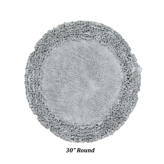 Better Trends 30'' x 30'' Round Shape Bathroom Rug with Non Slip Backing 100% Cotton Water Absorbent, Machine Washable, (Silver) Shaggy Border Collection