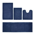 thumbnail image 1 of Better Trends 4 Piece Premium Bathroom Rug Set 100% Cotton Soft Tufted Bath Mat Water absorbent Reversible U shape Toilet Bath Rug Perfect for Bathroom, Shower and Bathtub Use, Navy - Edge Collection, 1 of 5