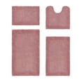 thumbnail image 1 of Better Trends 4 Piece Premium Bathroom Rug Set 100% Cotton Soft Tufted Bath Mat Water absorbent Reversible U shape Toilet Bath Rug Perfect for Bathroom, Shower and Bathtub Use, Pink - Edge Collection, 1 of 5