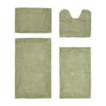 thumbnail image 1 of Better Trends 4 Piece Premium Bathroom Rug Set 100% Cotton Soft Tufted Bath Mat Water absorbent Reversible U shape Toilet Bath Rug Perfect for Bathroom, Shower and Bathtub Use, Sage - Edge Collection, 1 of 5