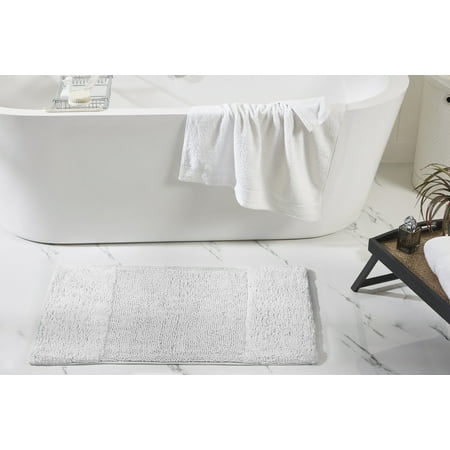 Better Trends 4 Piece Bathroom Rug Set, 100% Cotton, Extra Soft Tufted Bath Mat, Water Absorbent & Non Slip Bath Rug, (White) Granada Collection