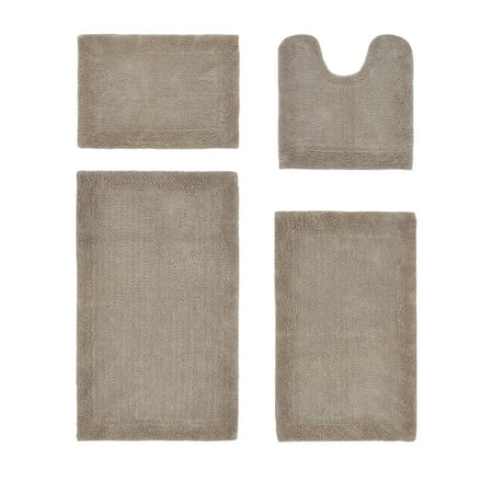 Better Trends Edge Sand Cotton 4 Piece Bath Rug Set, 17" x 24" | 20" x 20" | 21" x 34" | 24" x 40"