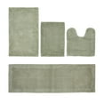 thumbnail image 1 of Better Trends 4 Piece Premium Bathroom Rug Set 100% Cotton Soft Tufted Bath Mat Water absorbent Reversible U shape Toilet Bath Rug for Bathroom, Shower and Bathtub Use, Dark Sage - Edge Collection, 1 of 5