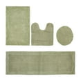 thumbnail image 1 of Better Trends 4 Piece Premium Bathroom Rug Set 100% Cotton Soft Tufted Bath Mat Water absorbent Reversible U shape Toilet Bath Rug Perfect for Bathroom, Shower and Bathtub Use, Sage - Edge Collection, 1 of 5