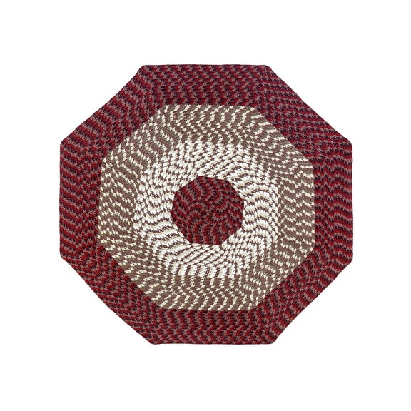 Better Trends 48" Octagonal Rug 100% Polypropylene Durable & Stain Resistant Reversible Indoor Area Utility Rug (Burgundy Stripe) Alpine Stripe Collection