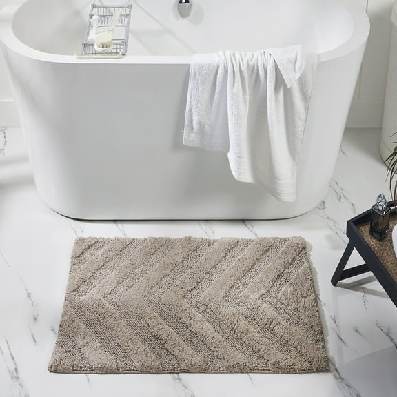 Better Trends 5 Piece Bathroom Rug Set 100% Cotton Extra Soft Tufted Bath Rug Water Absorbent Non-Slip Bath Mat Machine Washable (Beige) Hugo Collection