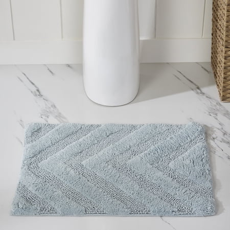 Better Trends 5 Piece Bathroom Rug Set 100% Cotton Extra Soft Tufted Bath Rug Water Absorbent Non-Slip Bath Mat Machine Washable (Blue) Hugo Collection