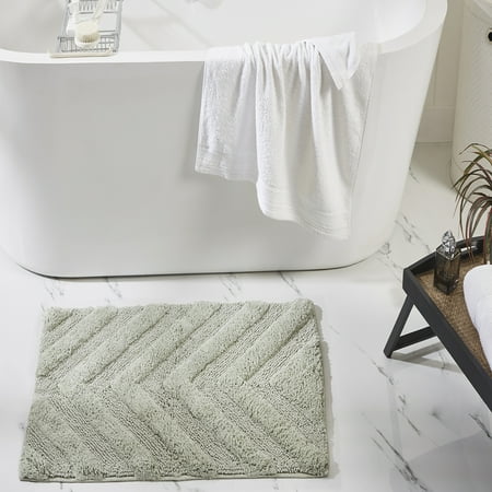 Better Trends 5 Piece Bathroom Rug Set 100% Cotton Extra Soft Tufted Bath Rug Water Absorbent Non-Slip Bath Mat Machine Washable (Dark Sage) Hugo Collection