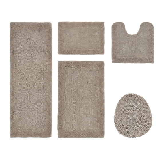 Better Trends Edge Sand 100% Cotton 5 Piece Bath Rug Set