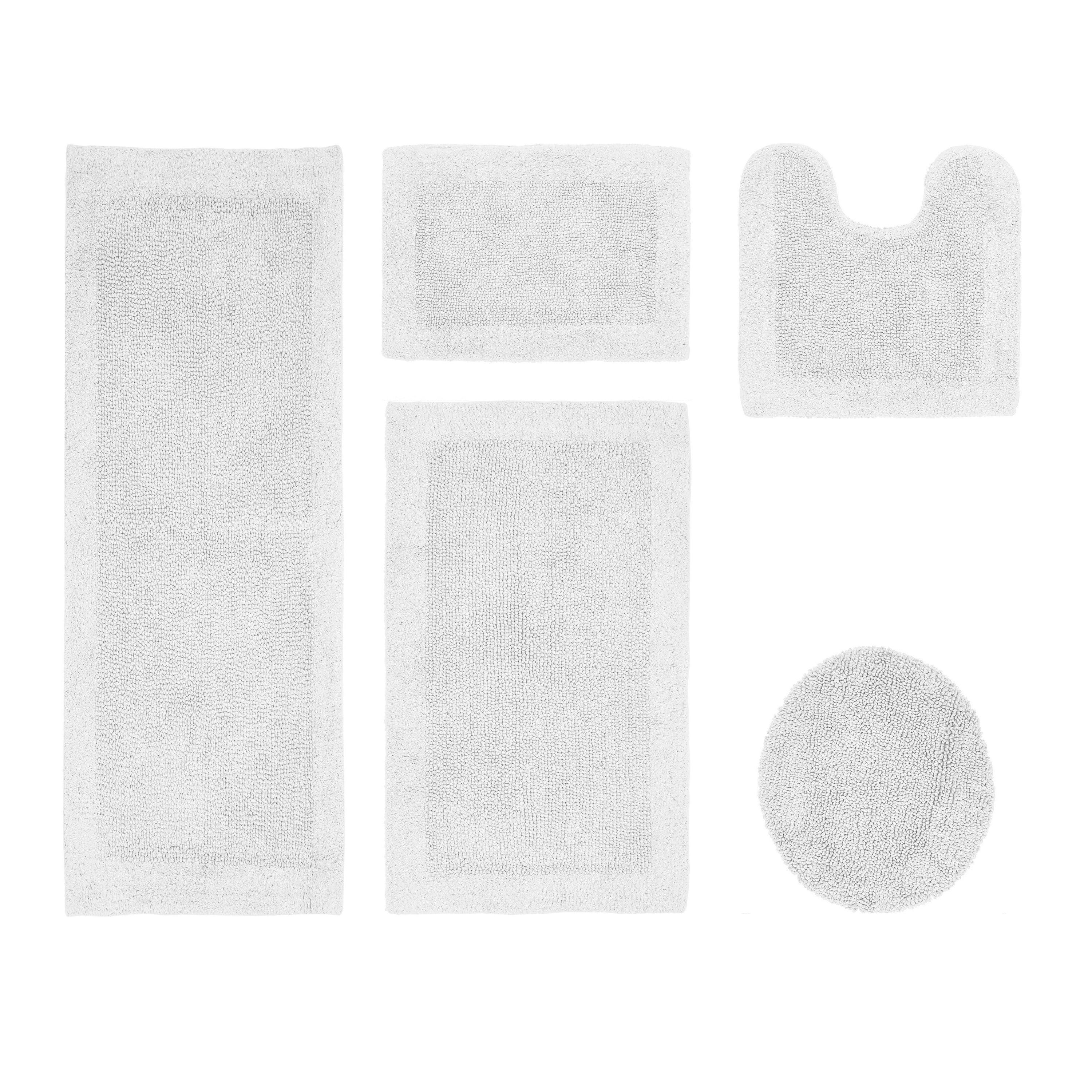Better Trends Edge White 100% Cotton 5 Piece Bath Rug Set